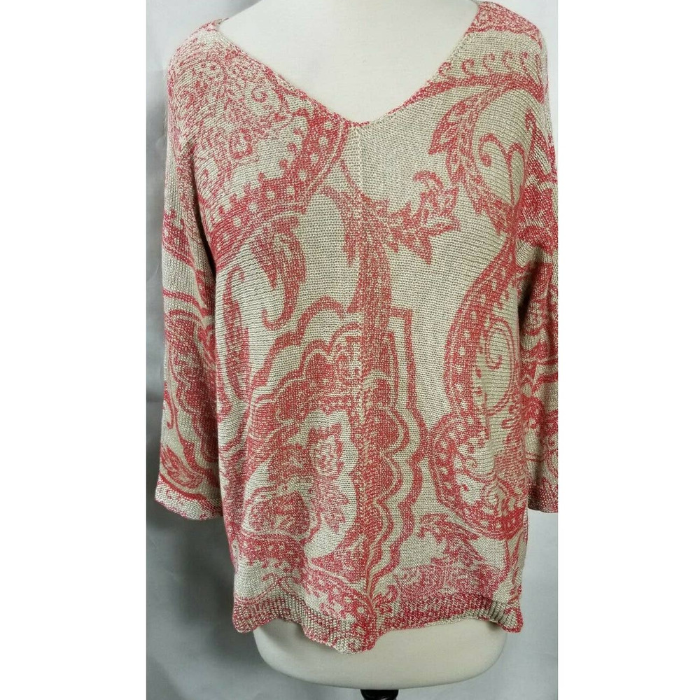 Chicos 2 Knit Sweater Paisley Bohemian Western